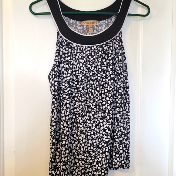 NOTATIONS Large Flowy Black & White Tank Top - Picture 1 of 6